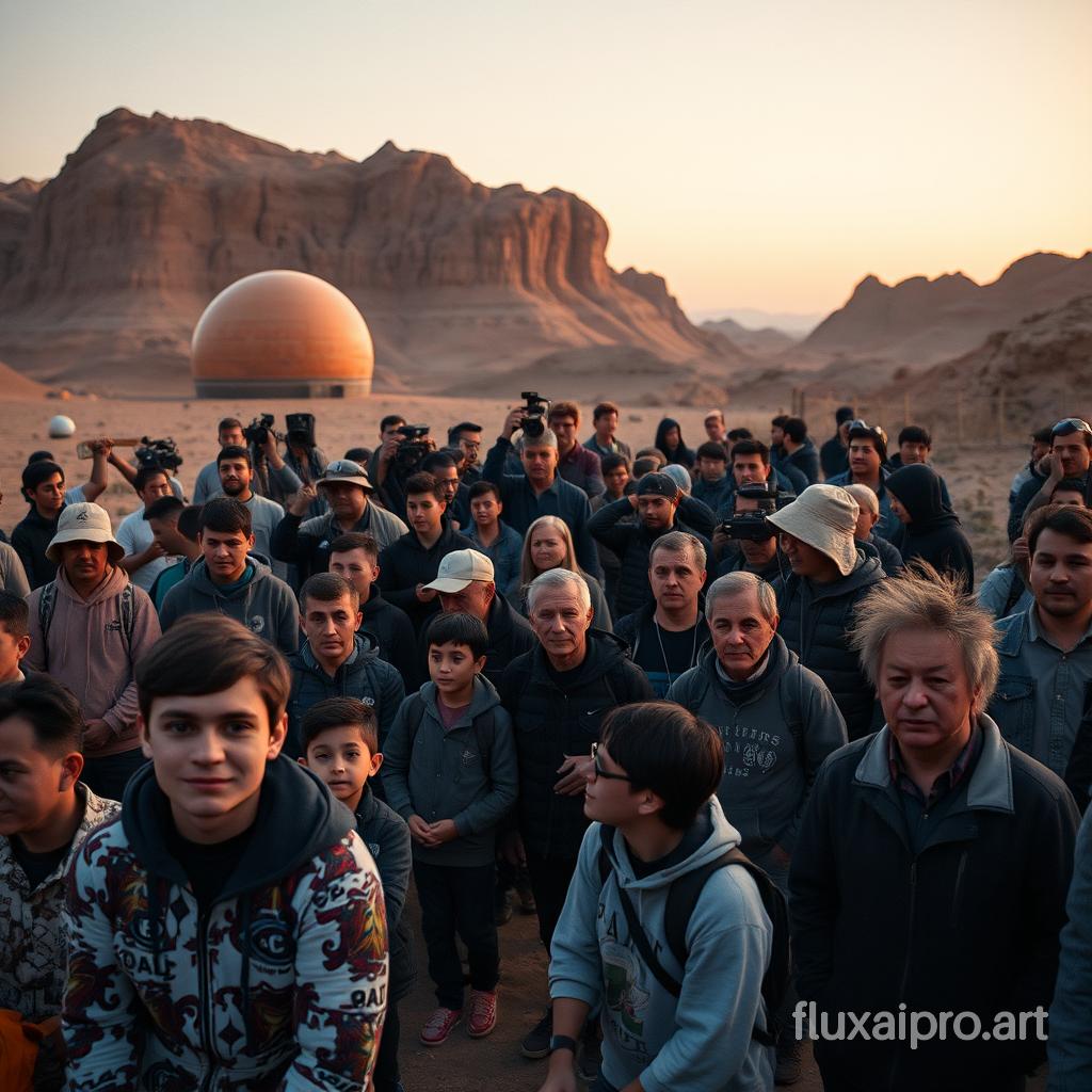 Mars colony magazine photo, Sony A7III, candid, multiple subjects, diverse, TikTok, 