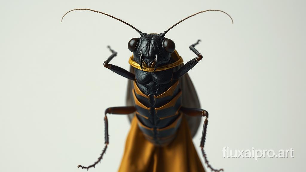 Human roach with scurrilous styling in a oppulent 1920s dress, a protagonist inside Franz Kafka story, isolated on a light gres background photorealistic look, octane rendering, cinematic light