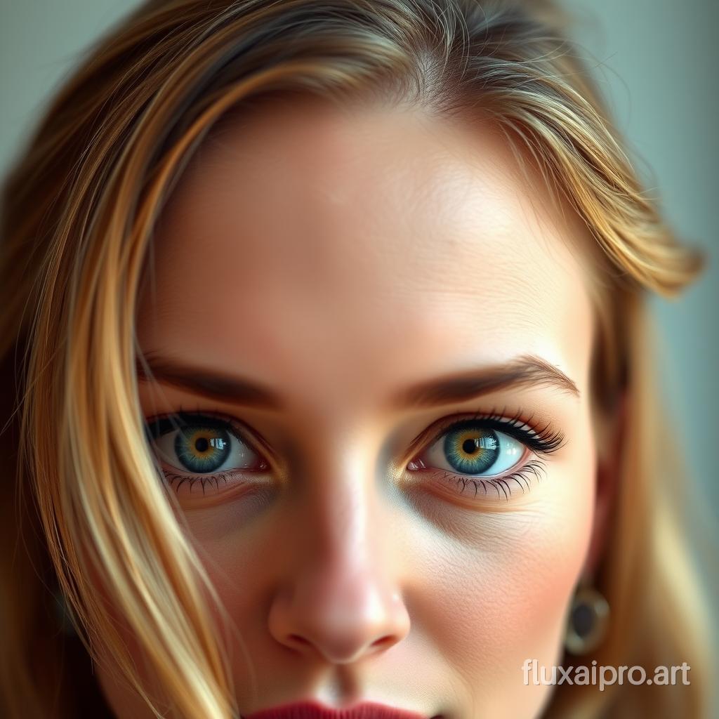 Une femme avec des yeux vert 